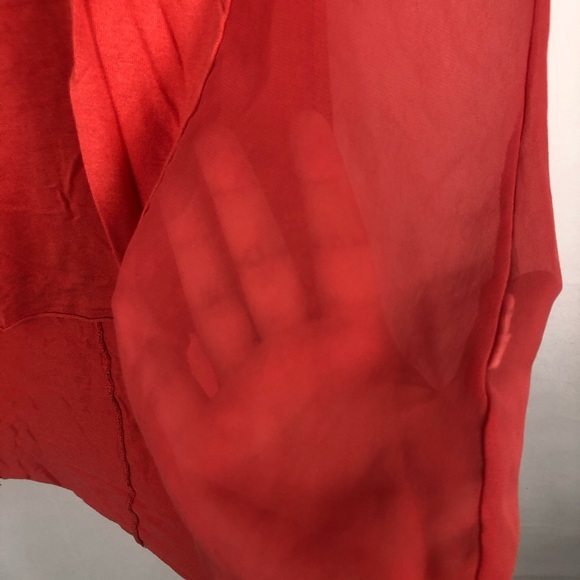 Women's Rag & Bone Orange Sheer Panel Short Sleeve Tunic Top Size Small - Picture 5 of 5